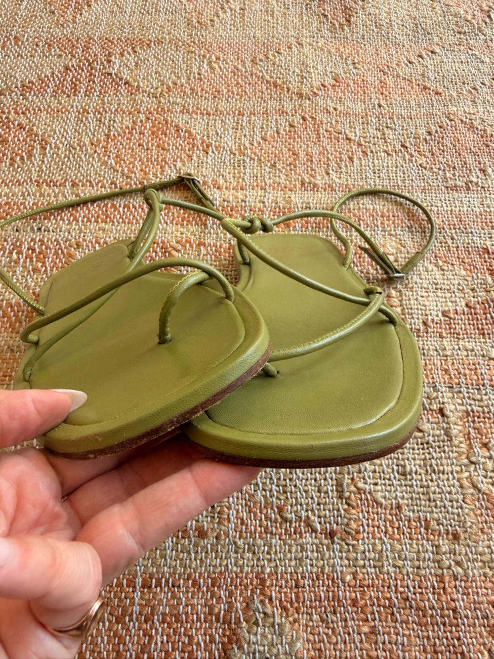 LOQ Granada Sandals in Khaki green wrap minimalist size 37 - 7.5 to 8 - Picture 9 of 16